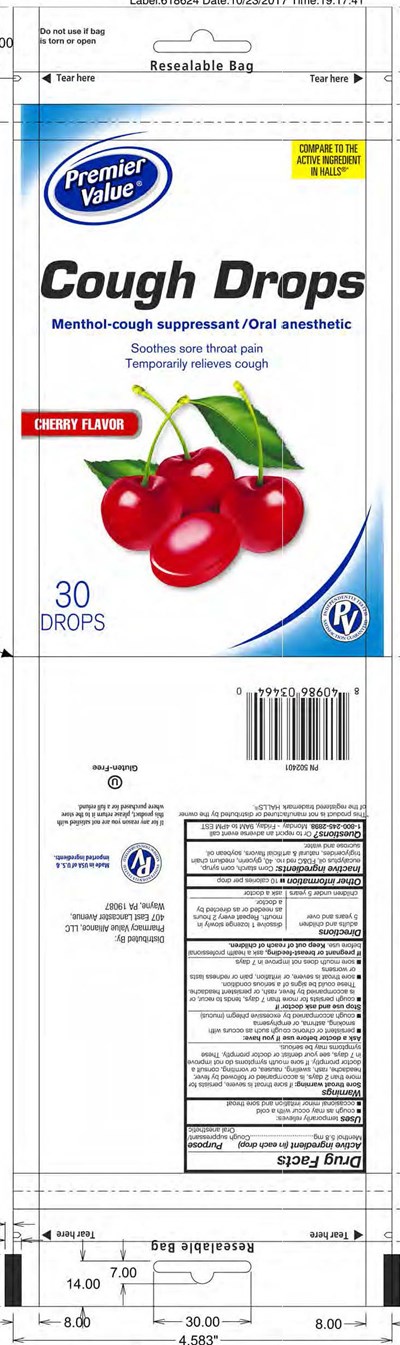 Premier Value Cherry 30ct Cough Drops (Premier Value Cherry 30ct 502401 10 23 2017)